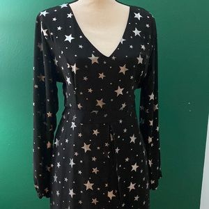 Charlotte Russe shorts jumpsuit, black with silver stars maxi dress size XL